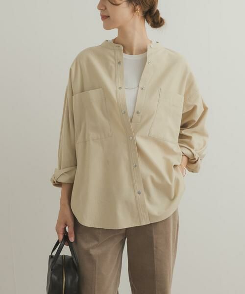 URBAN RESEARCH DOORS / アーバンリサーチ ドアーズ シャツ・ブラウス | 微起毛バンドカラーシャツ（ナチュラル）