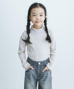 URBAN RESEARCH DOORS / アーバンリサーチ ドアーズ トップス | 『WEB/一部店舗限定サイズ』ボーダーフリルリブハイネック(KIDS)