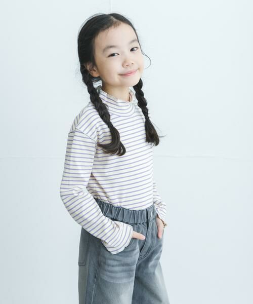 URBAN RESEARCH DOORS / アーバンリサーチ ドアーズ トップス | 『WEB/一部店舗限定サイズ』ボーダーフリルリブハイネック(KIDS) | 詳細1
