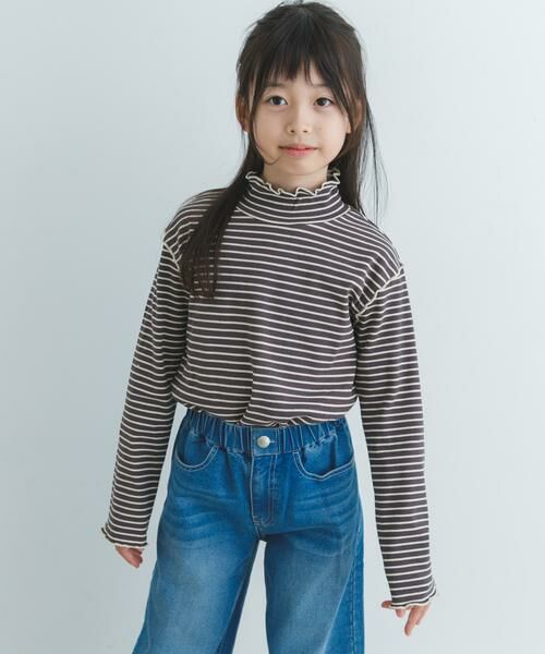 URBAN RESEARCH DOORS / アーバンリサーチ ドアーズ トップス | 『WEB/一部店舗限定サイズ』ボーダーフリルリブハイネック(KIDS) | 詳細10