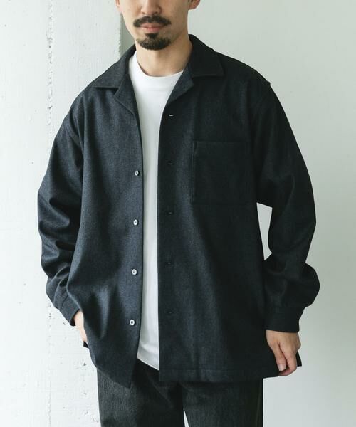 URBAN RESEARCH DOORS / アーバンリサーチ ドアーズ シャツ・ブラウス | ジャージメルトンオープンカラーシャツ(ネイビー)