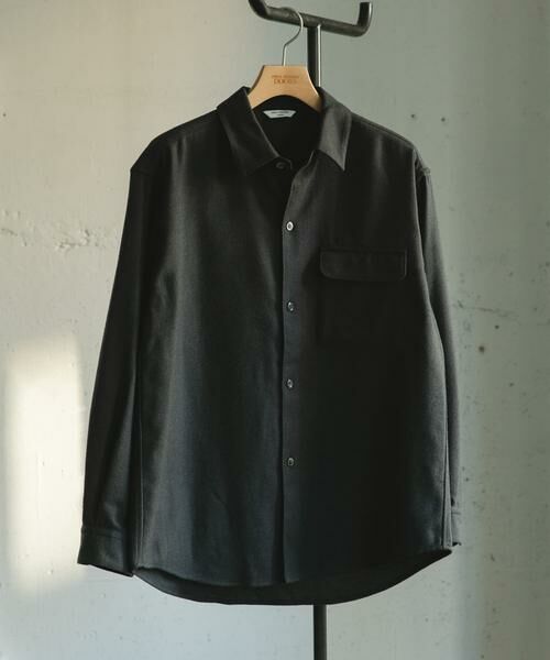 URBAN RESEARCH DOORS/アーバンリサーチ ドアーズ フラノレギュラーカラーシャツ チャコールグレー M