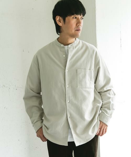 URBAN RESEARCH DOORS/アーバンリサーチ ドアーズ 両面起毛ネルバンドカラーシャツ オフホワイト L