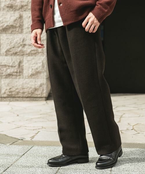 URBAN RESEARCH DOORS/アーバンリサーチ ドアーズ 『UR TECH』完声/暖 2タックワイドパンツ ブラウン M URBAN RESEARCH DOORS/アーバンリサーチ ドアーズ 『UR TECH』完声/暖 2タックワイドパンツ ブラウン M