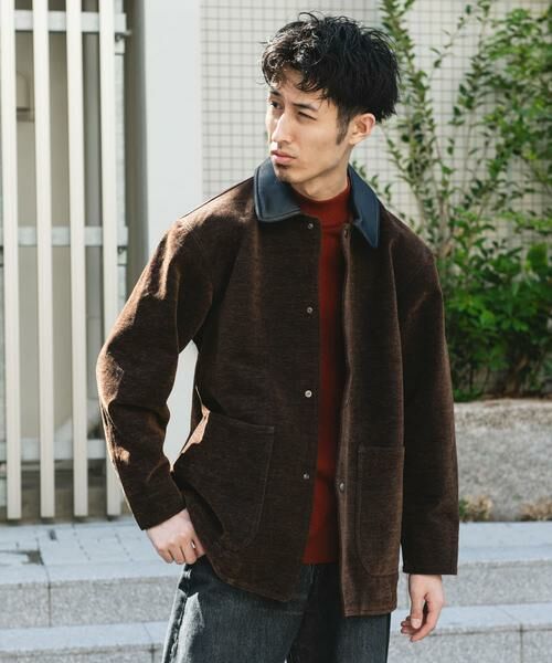 URBAN RESEARCH DOORS/アーバンリサーチ ドアーズ インディゴモール ワークジャケット ブラウン L URBAN RESEARCH DOORS/アーバンリサーチ ドアーズ インディゴモール ワークジャケット ブラウン L