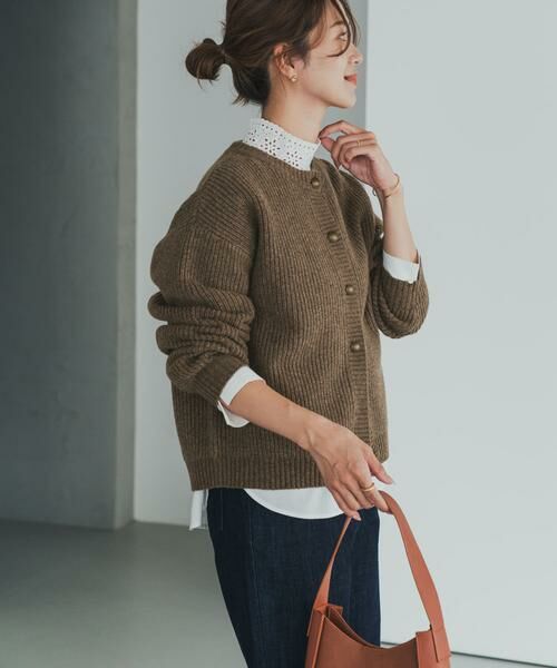 URBAN RESEARCH DOORS / アーバンリサーチ ドアーズ カーディガン・ボレロ | ハミルトンウール畦クルーネックカーディガン | 詳細14