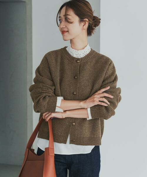 URBAN RESEARCH DOORS / アーバンリサーチ ドアーズ カーディガン・ボレロ | ハミルトンウール畦クルーネックカーディガン | 詳細15