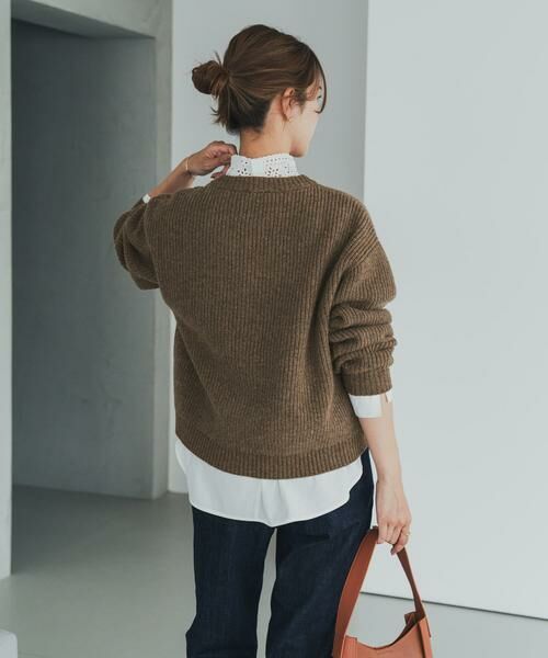 URBAN RESEARCH DOORS / アーバンリサーチ ドアーズ カーディガン・ボレロ | ハミルトンウール畦クルーネックカーディガン | 詳細16
