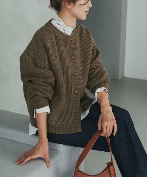 URBAN RESEARCH DOORS / アーバンリサーチ ドアーズ カーディガン・ボレロ | ハミルトンウール畦クルーネックカーディガン | 詳細19