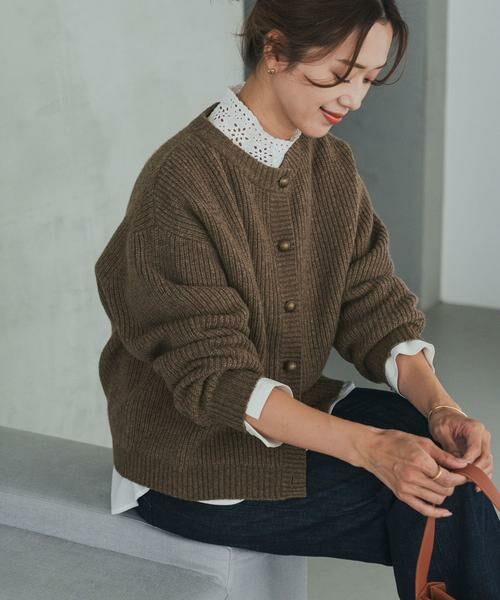 URBAN RESEARCH DOORS / アーバンリサーチ ドアーズ カーディガン・ボレロ | ハミルトンウール畦クルーネックカーディガン | 詳細20