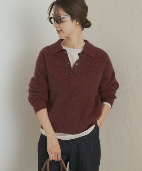URBAN RESEARCH DOORS / アーバンリサーチ ドアーズ ニット・セーター | FOX混衿付き畦ニット | 詳細1