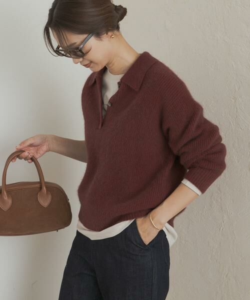 URBAN RESEARCH DOORS / アーバンリサーチ ドアーズ ニット・セーター | FOX混衿付き畦ニット | 詳細2