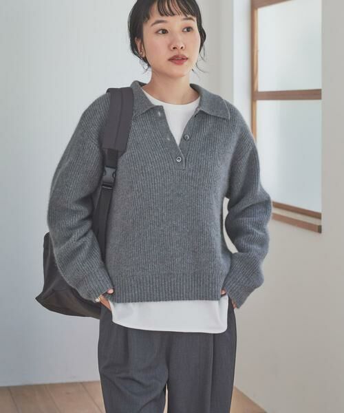 URBAN RESEARCH DOORS / アーバンリサーチ ドアーズ ニット・セーター | FOX混衿付き畦ニット | 詳細18
