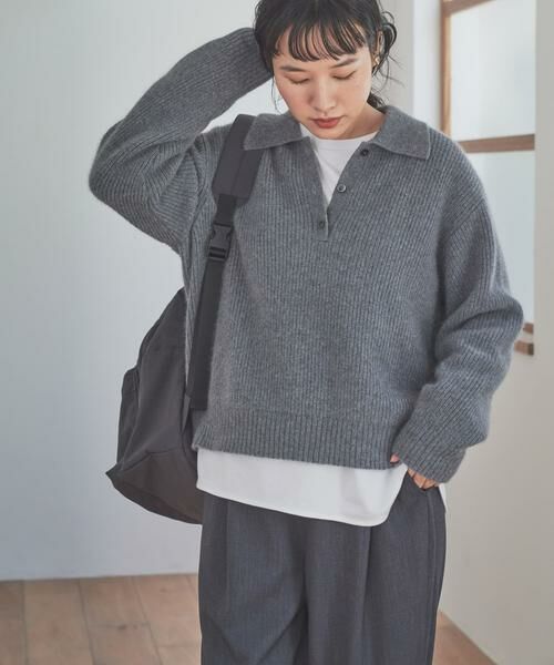 URBAN RESEARCH DOORS / アーバンリサーチ ドアーズ ニット・セーター | FOX混衿付き畦ニット | 詳細21