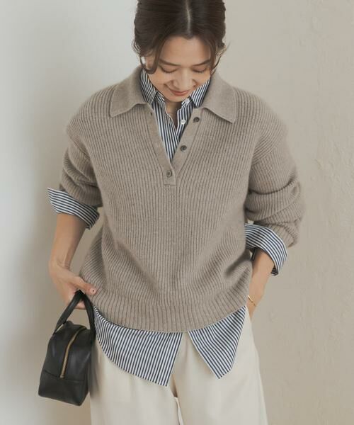 URBAN RESEARCH DOORS / アーバンリサーチ ドアーズ ニット・セーター | FOX混衿付き畦ニット | 詳細27