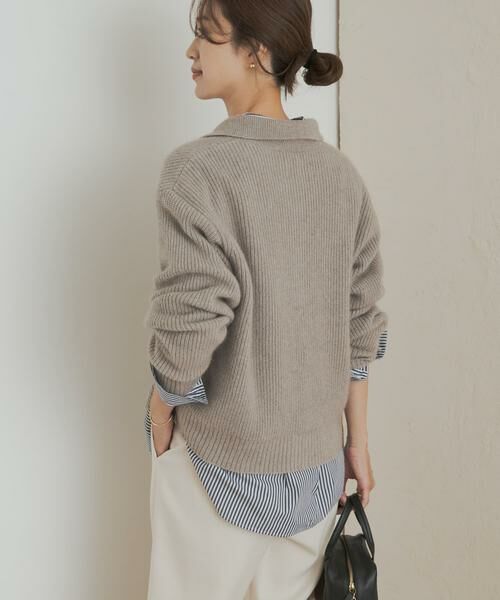 URBAN RESEARCH DOORS / アーバンリサーチ ドアーズ ニット・セーター | FOX混衿付き畦ニット | 詳細28