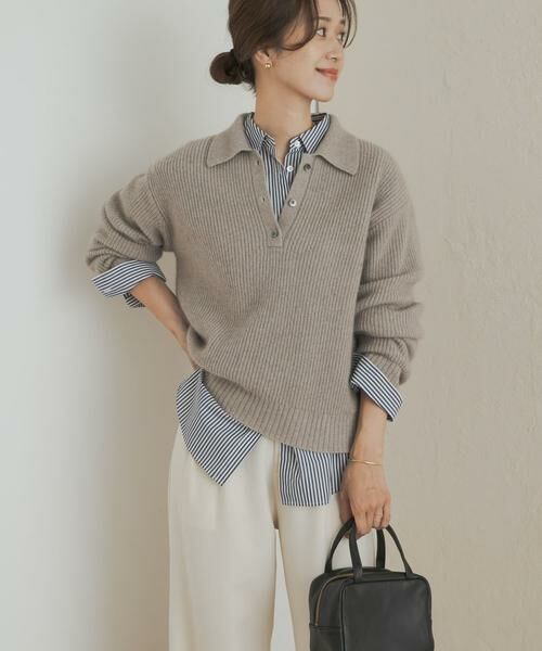 URBAN RESEARCH DOORS / アーバンリサーチ ドアーズ ニット・セーター | FOX混衿付き畦ニット | 詳細29