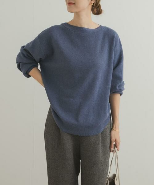 URBAN RESEARCH DOORS/アーバンリサーチ ドアーズ コットンウールボートネックニット ブルー FREE