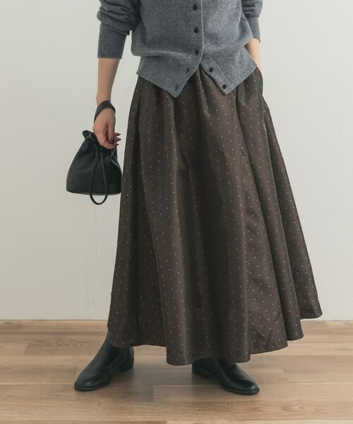 URBAN RESEARCH DOORS/アーバンリサーチ ドアーズ ドットタックギャザースカート ブラウン FREE