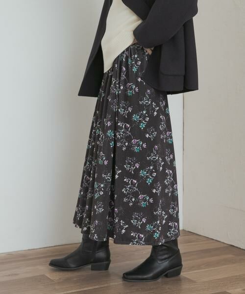 URBAN RESEARCH DOORS / アーバンリサーチ ドアーズ スカート | ベロアフラワープリントスカート | 詳細2