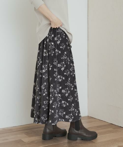 URBAN RESEARCH DOORS / アーバンリサーチ ドアーズ スカート | ベロアフラワープリントスカート | 詳細11