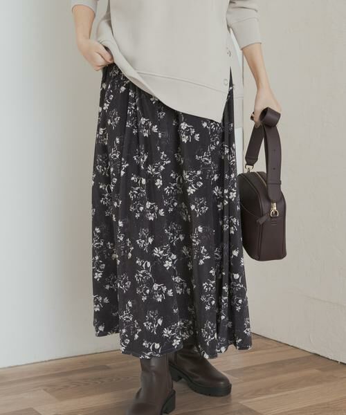 URBAN RESEARCH DOORS / アーバンリサーチ ドアーズ スカート | ベロアフラワープリントスカート | 詳細12