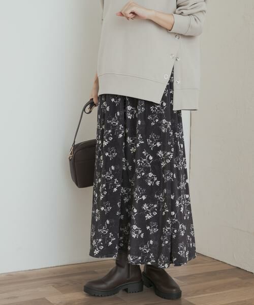 URBAN RESEARCH DOORS / アーバンリサーチ ドアーズ スカート | ベロアフラワープリントスカート | 詳細14