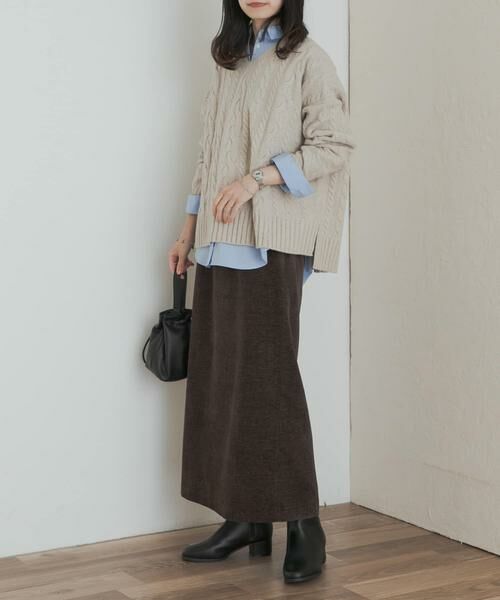 URBAN RESEARCH DOORS / アーバンリサーチ ドアーズ スカート | ベロアワッシャーIラインスカート | 詳細6