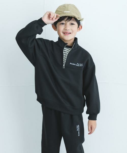 URBAN RESEARCH DOORS/アーバンリサーチ ドアーズ 『セットアップ対応』ハーフジップダンボールプルオーバー(KIDS) ブラック 135