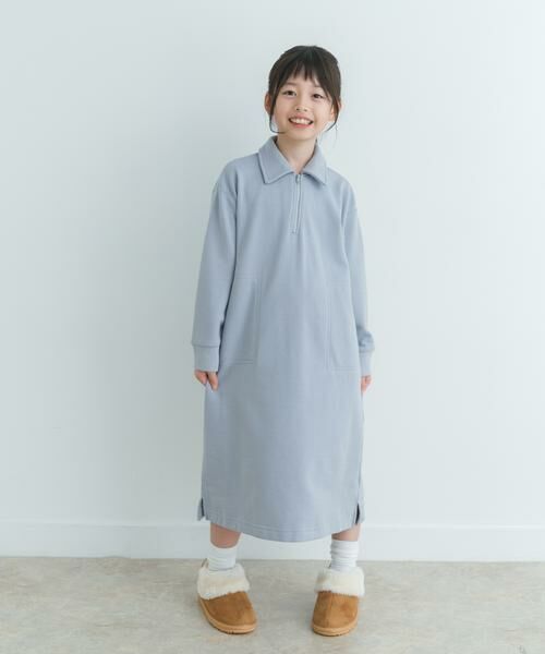 URBAN RESEARCH DOORS / アーバンリサーチ ドアーズ ワンピース | 『WEB/一部店舗限定サイズ』裏毛ハーフジップワンピース(KIDS) | 詳細1