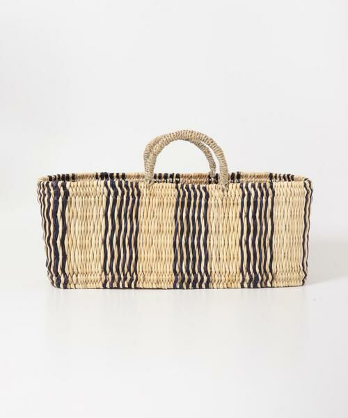 URBAN RESEARCH DOORS / アーバンリサーチ ドアーズ インテリア・インテリア雑貨 | アフリカンスクエア　ストロー横長カゴL ドームハンドル柄2 | 詳細1