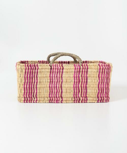 URBAN RESEARCH DOORS / アーバンリサーチ ドアーズ インテリア・インテリア雑貨 | アフリカンスクエア　ストロー横長カゴL ドームハンドル柄2 | 詳細1