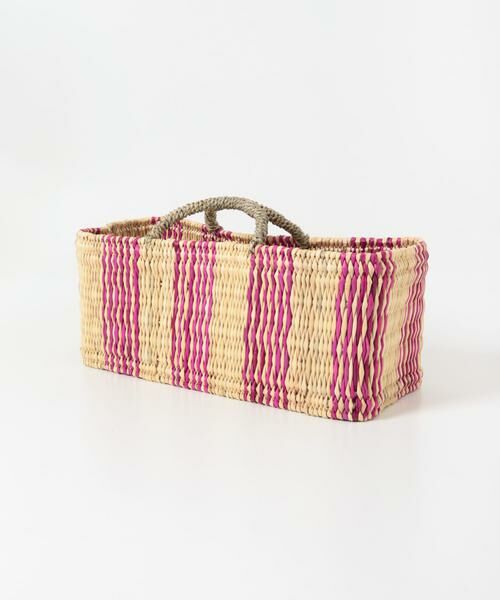 URBAN RESEARCH DOORS / アーバンリサーチ ドアーズ インテリア・インテリア雑貨 | アフリカンスクエア　ストロー横長カゴL ドームハンドル柄2 | 詳細2