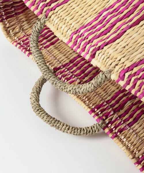 URBAN RESEARCH DOORS / アーバンリサーチ ドアーズ インテリア・インテリア雑貨 | アフリカンスクエア　ストロー横長カゴL ドームハンドル柄2 | 詳細4