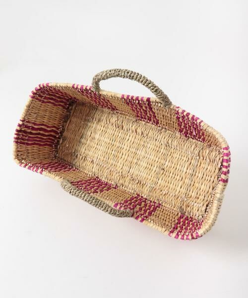 URBAN RESEARCH DOORS / アーバンリサーチ ドアーズ インテリア・インテリア雑貨 | アフリカンスクエア　ストロー横長カゴL ドームハンドル柄2 | 詳細5