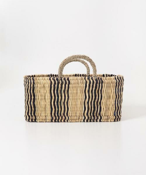 URBAN RESEARCH DOORS / アーバンリサーチ ドアーズ インテリア・インテリア雑貨 | アフリカンスクエア　ストロー横長カゴM ドームハンドル柄2 | 詳細1