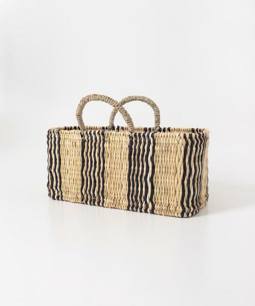 URBAN RESEARCH DOORS / アーバンリサーチ ドアーズ インテリア・インテリア雑貨 | アフリカンスクエア　ストロー横長カゴM ドームハンドル柄2 | 詳細2