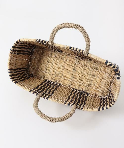 URBAN RESEARCH DOORS / アーバンリサーチ ドアーズ インテリア・インテリア雑貨 | アフリカンスクエア　ストロー横長カゴM ドームハンドル柄2 | 詳細5