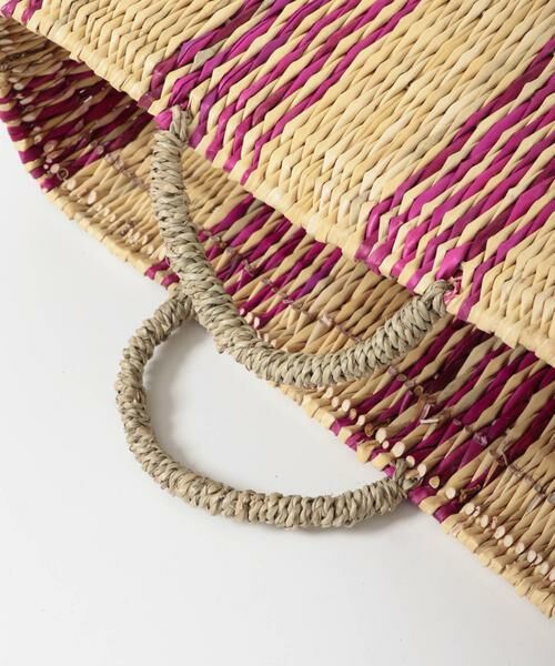 URBAN RESEARCH DOORS / アーバンリサーチ ドアーズ インテリア・インテリア雑貨 | アフリカンスクエア　ストロー横長カゴM ドームハンドル柄2 | 詳細4