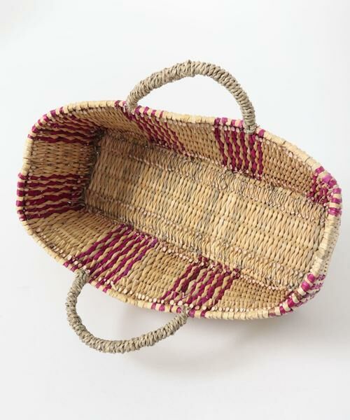 URBAN RESEARCH DOORS / アーバンリサーチ ドアーズ インテリア・インテリア雑貨 | アフリカンスクエア　ストロー横長カゴM ドームハンドル柄2 | 詳細5