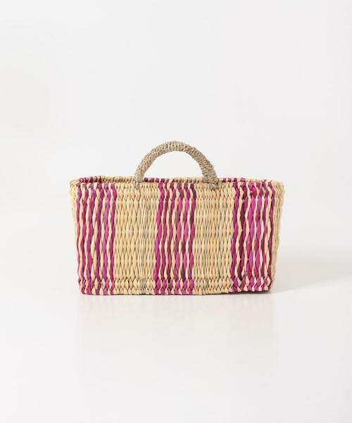 URBAN RESEARCH DOORS / アーバンリサーチ ドアーズ インテリア・インテリア雑貨 | アフリカンスクエア　ストロー横長カゴS ドームハンドル柄2 | 詳細1