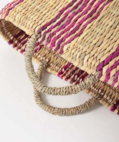 URBAN RESEARCH DOORS / アーバンリサーチ ドアーズ インテリア・インテリア雑貨 | アフリカンスクエア　ストロー横長カゴS ドームハンドル柄2 | 詳細4