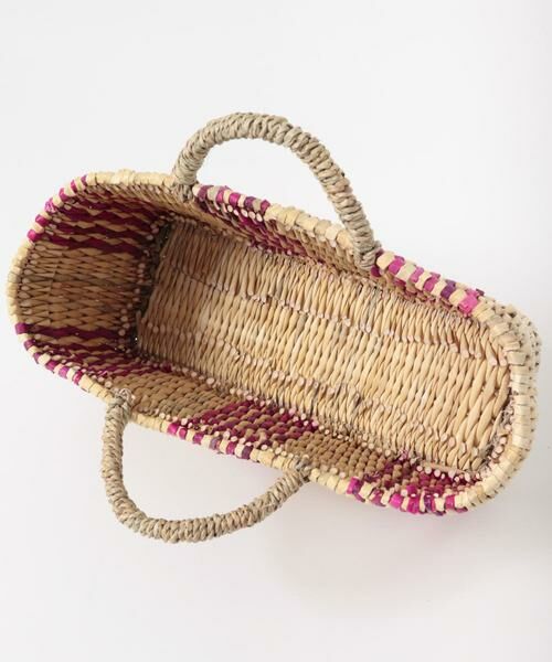 URBAN RESEARCH DOORS / アーバンリサーチ ドアーズ インテリア・インテリア雑貨 | アフリカンスクエア　ストロー横長カゴS ドームハンドル柄2 | 詳細5