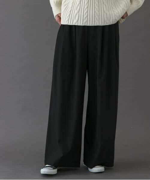 URBAN RESEARCH DOORS / アーバンリサーチ ドアーズ その他パンツ | FORK&SPOON ウールライクツータックワイドパンツ(ブラック)