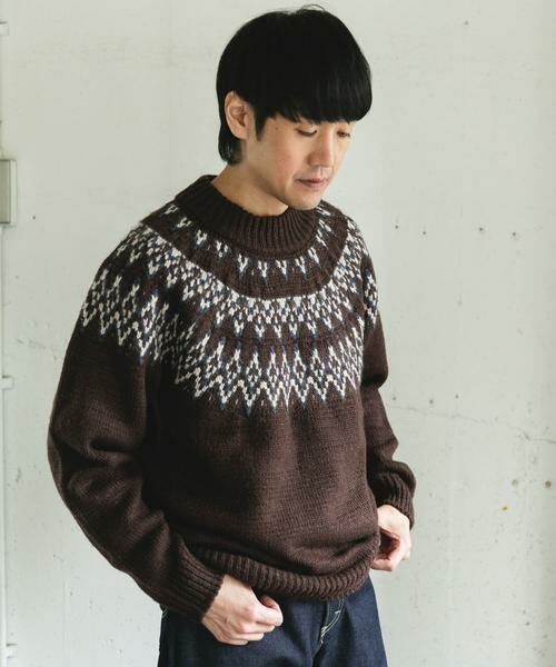 URBAN RESEARCH DOORS / アーバンリサーチ ドアーズ ニット・セーター | 求心柄モックネックニット | 詳細1