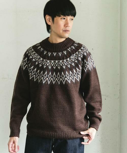 URBAN RESEARCH DOORS / アーバンリサーチ ドアーズ ニット・セーター | 求心柄モックネックニット | 詳細4