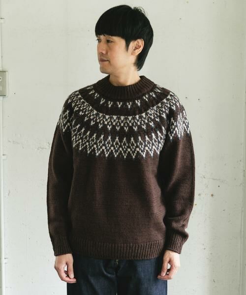 URBAN RESEARCH DOORS / アーバンリサーチ ドアーズ ニット・セーター | 求心柄モックネックニット | 詳細7