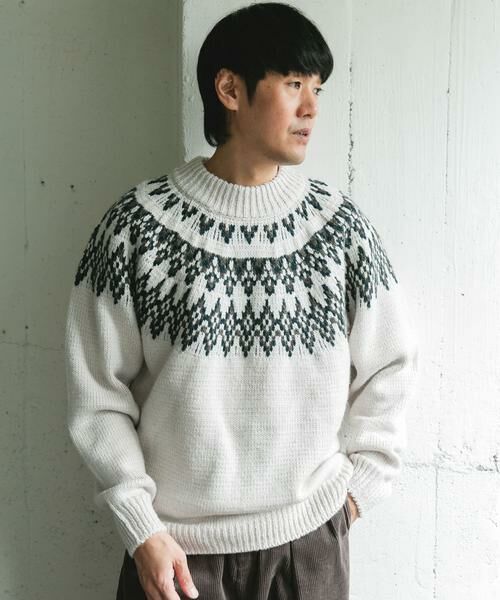 URBAN RESEARCH DOORS / アーバンリサーチ ドアーズ ニット・セーター | 求心柄モックネックニット | 詳細14