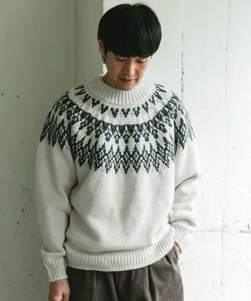 URBAN RESEARCH DOORS / アーバンリサーチ ドアーズ ニット・セーター | 求心柄モックネックニット | 詳細15