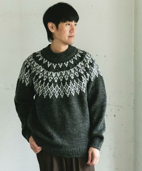 URBAN RESEARCH DOORS / アーバンリサーチ ドアーズ ニット・セーター | 求心柄モックネックニット | 詳細24